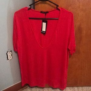 Nasty Gal Deep V T-Shirt NEW with tags! Size M/L